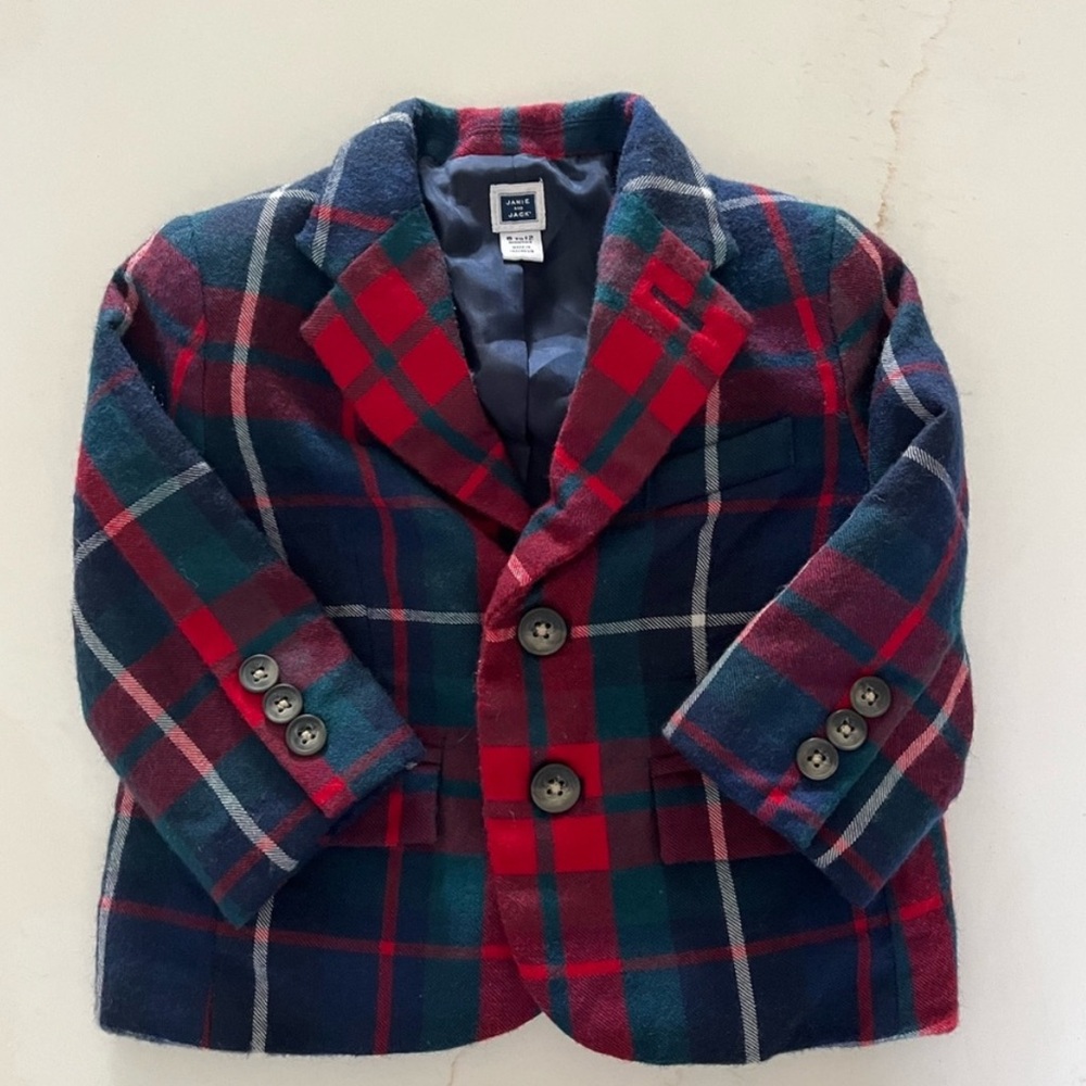 Janie and Jack Baby Boy 6-12 12-18 Plaid Blazer and Pants Suit Christmas Holiday - Picture 3 of 10